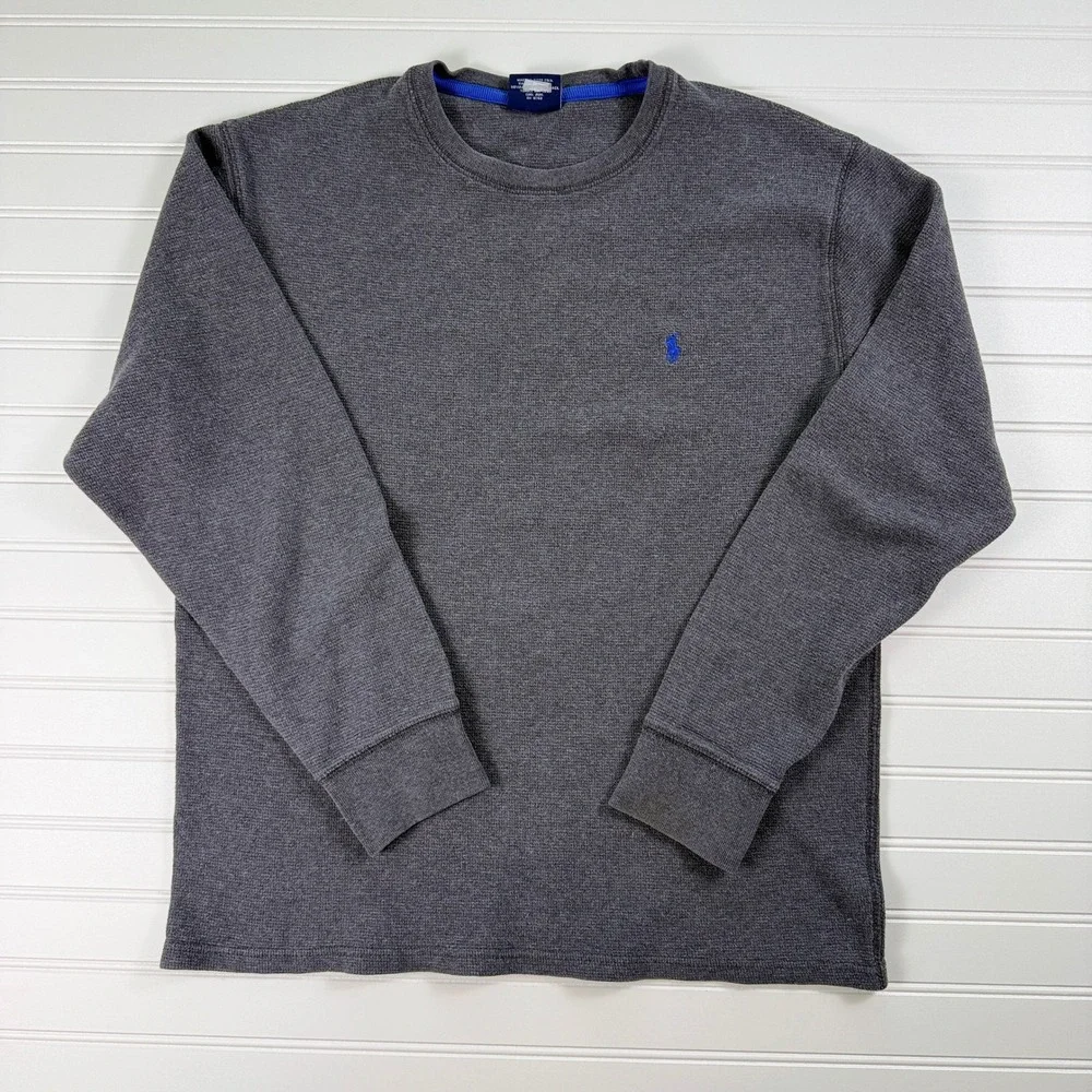Polo Ralph Lauren Men's Gray Waffle Knit Long Sleeve Sleep Shirt Top‎ XL